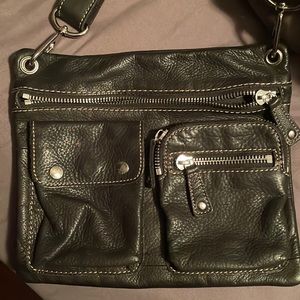 Fossil black leather crossbody bag